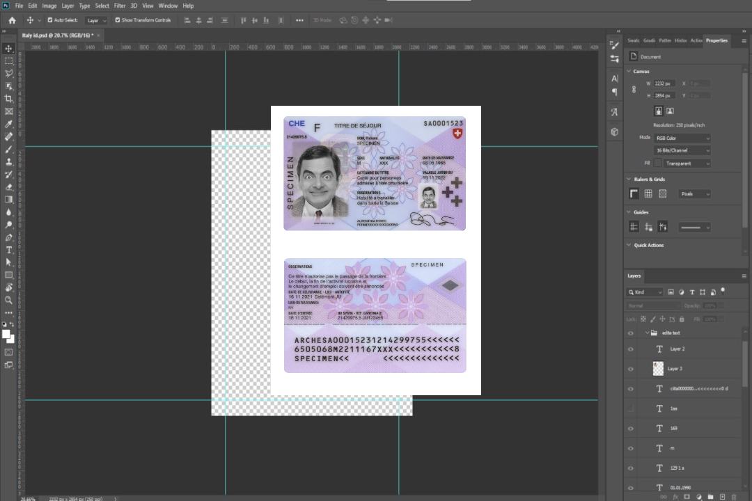 Carte de séjour en Suisse template